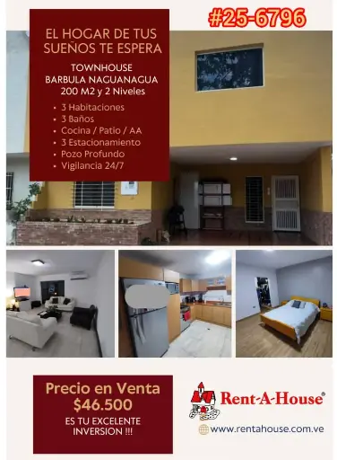 [25-6796] Townhouse 200 m2, Naguanagua, Barbula